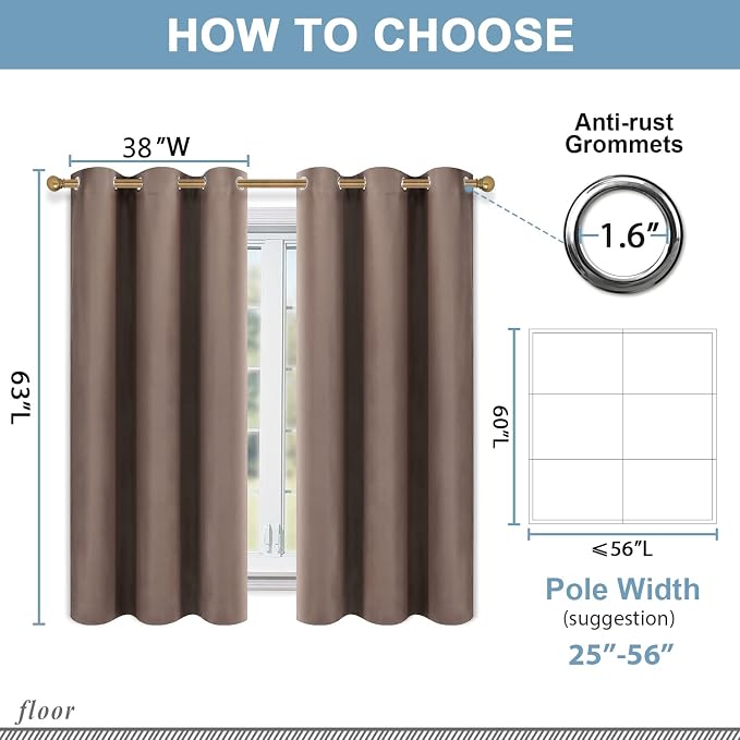 Diraysid Cappuccino Grommet Blackout Curtains - Image 3