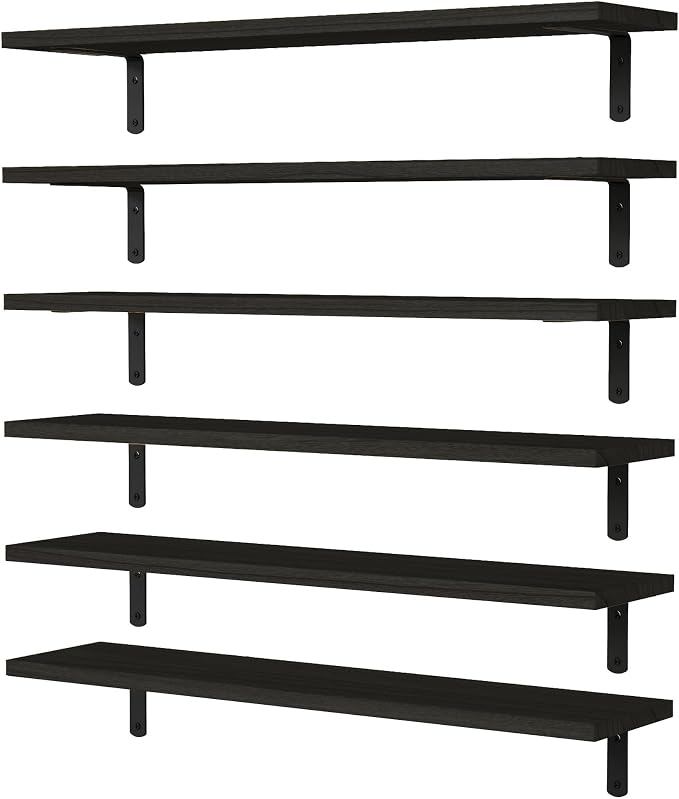 Wood Floating Shelves Set of 6, 24 inch Long Floating Shelves by WOPITUESOfficial