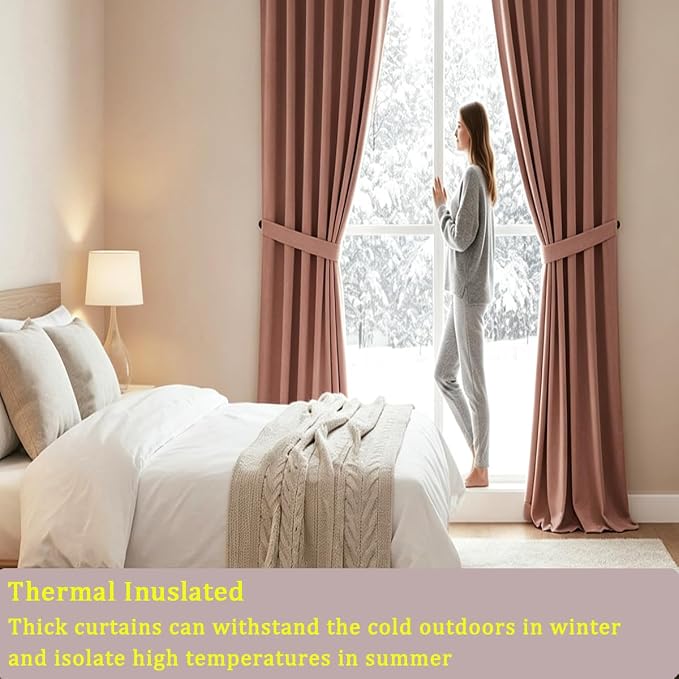 Timeper Pink Velvet Curtains 96 inches 2 Panels, Luxury Decor Wild Rose - Image 6