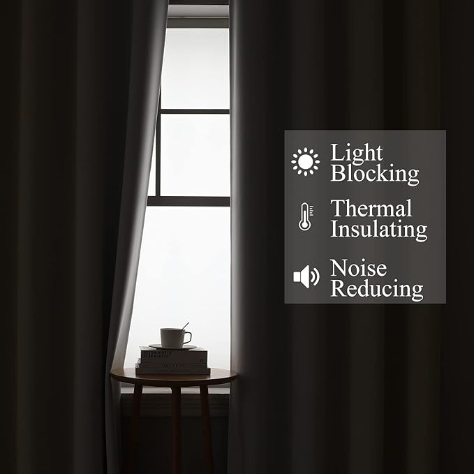 Beige and Greyish White Ombre Blackout Curtains Living Room 96 Inches Long | - Image 3