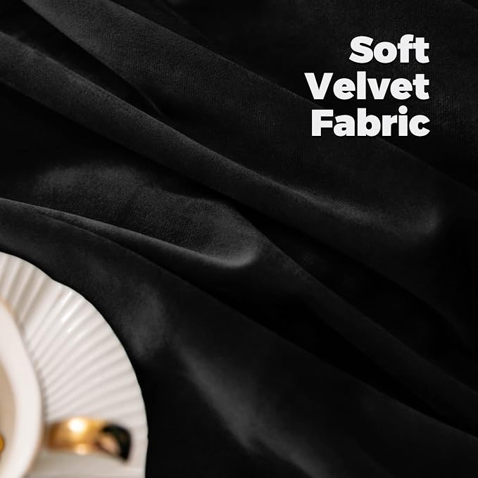 BGment Black Velvet Blackout Living Room Curtains 84 Inches Long, 2 Panels | - Image 4
