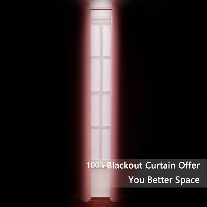 100% Blackout Curtains 52 x 63 Inch/Coral Curtains 2 Panels - Image 4