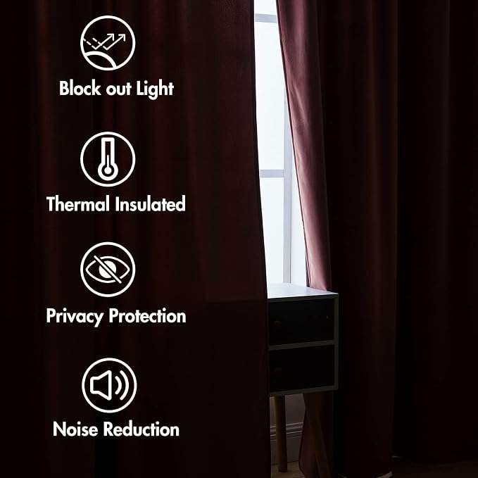 MIULEE Dusty Rose Pink Velvet Pinch Pleat Blackout Curtains 52" W x 84" L | 2 - Image 5