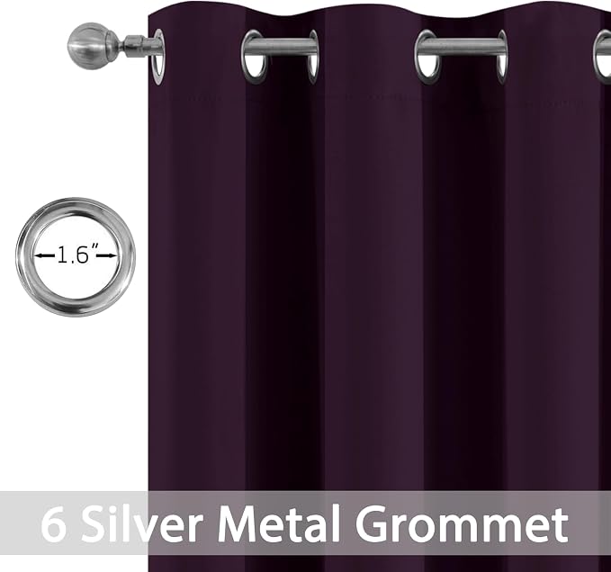 Yakamok Blackout Curtains 38x63 inch Dark Purple Thermal Drapes-Bedroom | 2 - Image 2