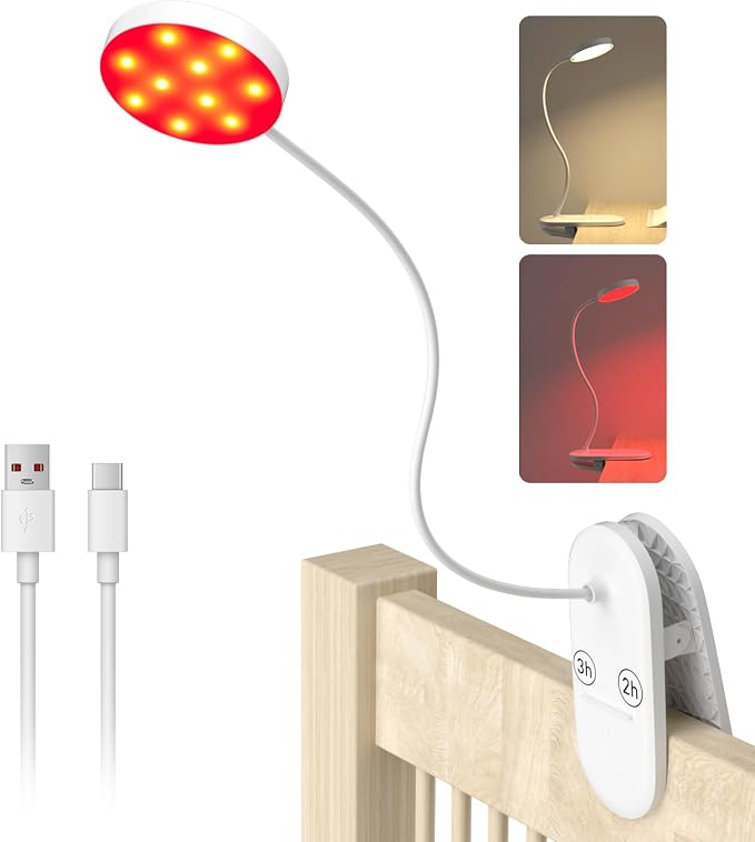 Red Book Light, Rechargeable Clip On 625nm LED Light by Diomart