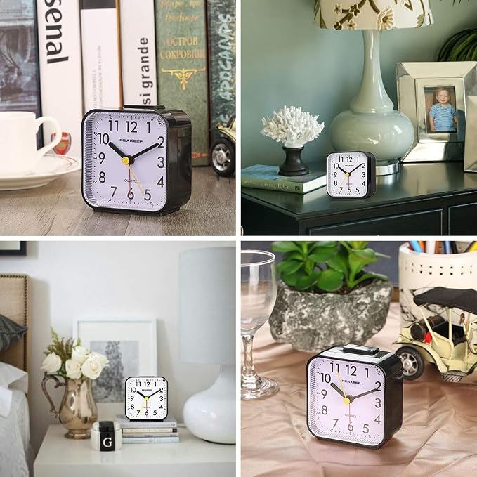 Peakeep Small Battery Operated Analog Travel Alarm Clock Silent | No Ticking - Image 6