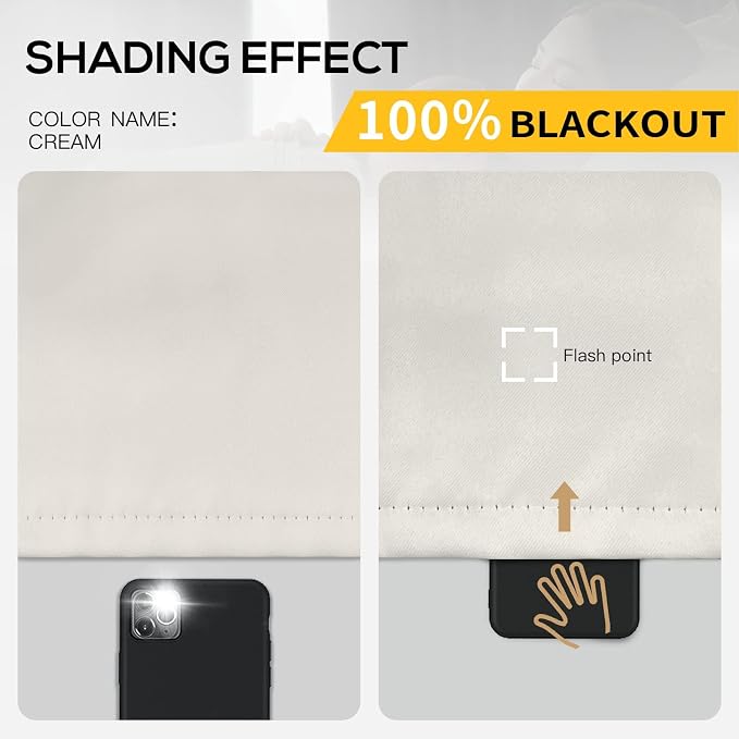 Yakamok Cream Blackout Curtains 45 inches Long - Image 2