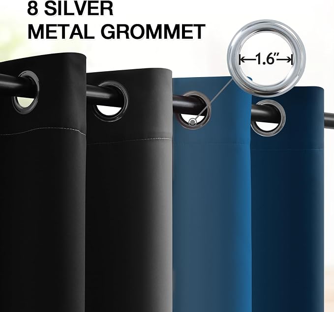 SimpleHome Ombre Blue and Black Room Darkening Curtains 84 inches Length | - Image 4