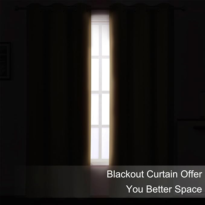 Blackout Curtains 52 x 90 inches Long Natural Curtains Set of 2 Panels Thermal - Image 3