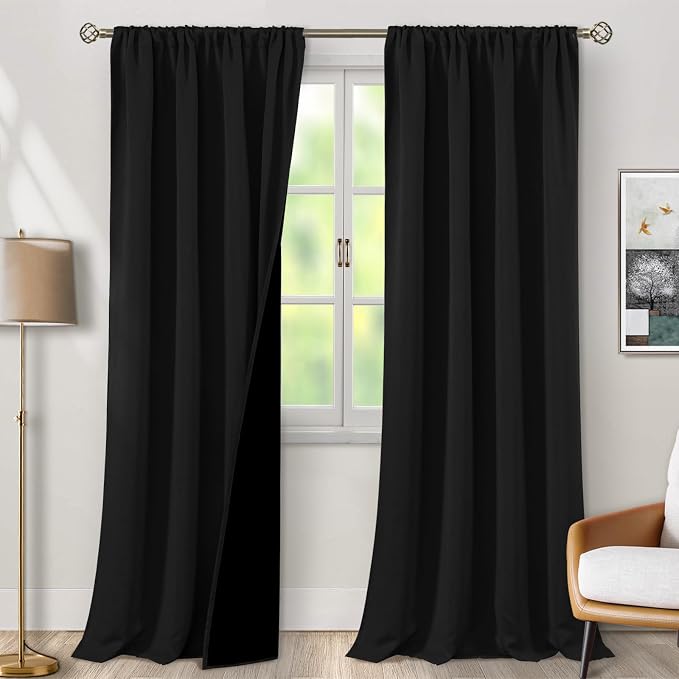 BGment Black Blackout Curtains for Living Room 108 Inch Length 2 Panels | by BGment