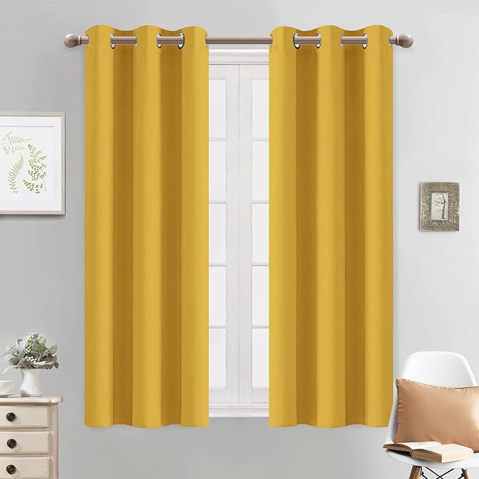 Yakamok Blackout Curtains 38x54 inch Mustard Yellow Thermal Drapes-Bedroom | 2 by Yakamok