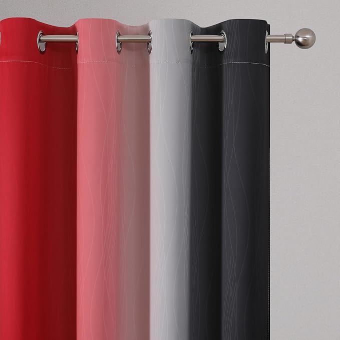 Red and Black Ombre Blackout Bedroom Curtains 63 Inch Long | Room Darkening - Image 4