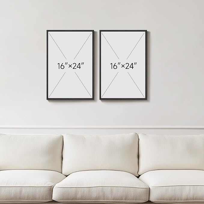 Framed Neutral Abstract Wall Art Set of 2, Modern Black Beige Brown Canvas - Image 3