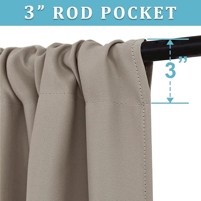 RYB HOME Blackout Curtains for Bedroom Living Room Nursery 63 inches Long | - Image 2