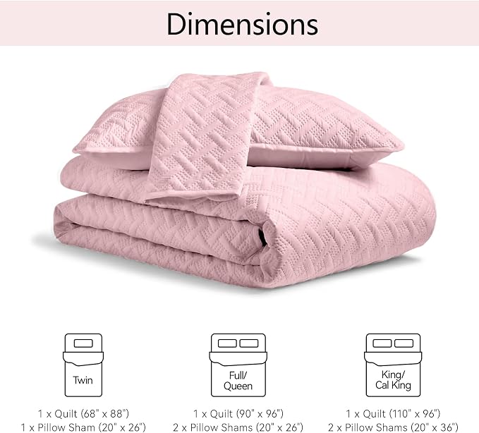 FLYMME Pink Twin Quilt Bedding Set Thin Lightweight Bedspreads, Modern Style - Image 7