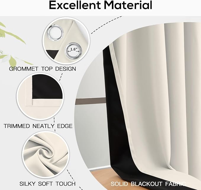 Yakamok Cream Blackout Curtains 45 inches Long - Image 4
