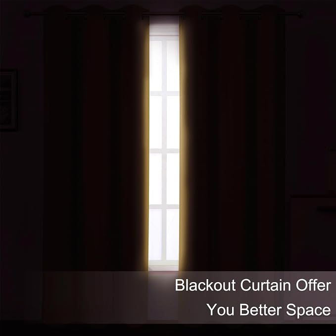 Blackout Curtains 52 x 90 inches Long Mustard Yellow Curtains Set of 2 Panels - Image 3