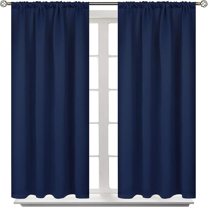 BGment Short Blackout Curtains 45 Inch Length Blue Room Darkening Drapes | Rod by BGment