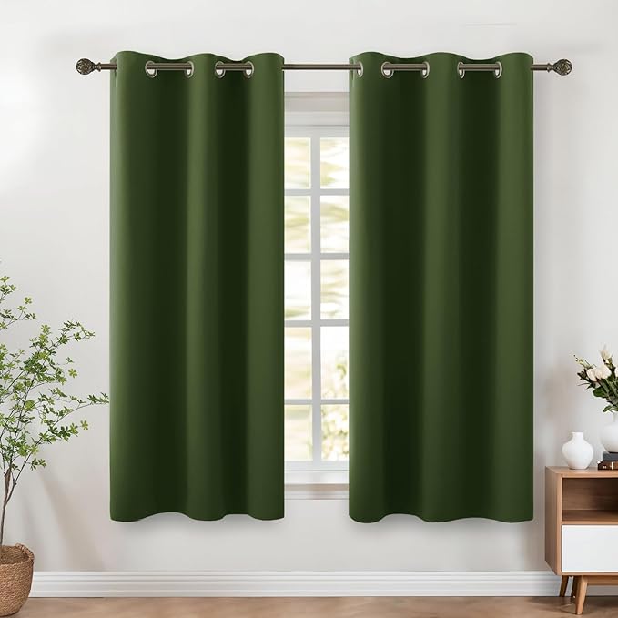 KOUFALL 48 Inch Curtains for Bathroom Small Windows, Thermal Insulated Black by KOUFALL