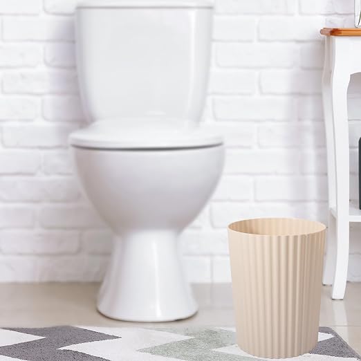 Small Bathroom Trash Can Plastic Wastebasket Garbage Can Beige 2 Pack | Sturdy - Image 5