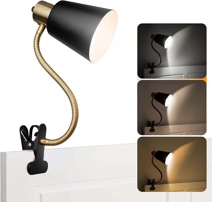 Desk lamp Eye-Caring Table Lamps, 360°Rotation Gooseneck Clip on Lamp Reading by LALISU