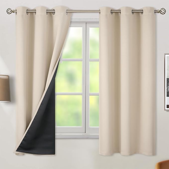 BGment Thermal Insulated 100% Blackout Curtains 63 Inch Length 2 Panels by BGment