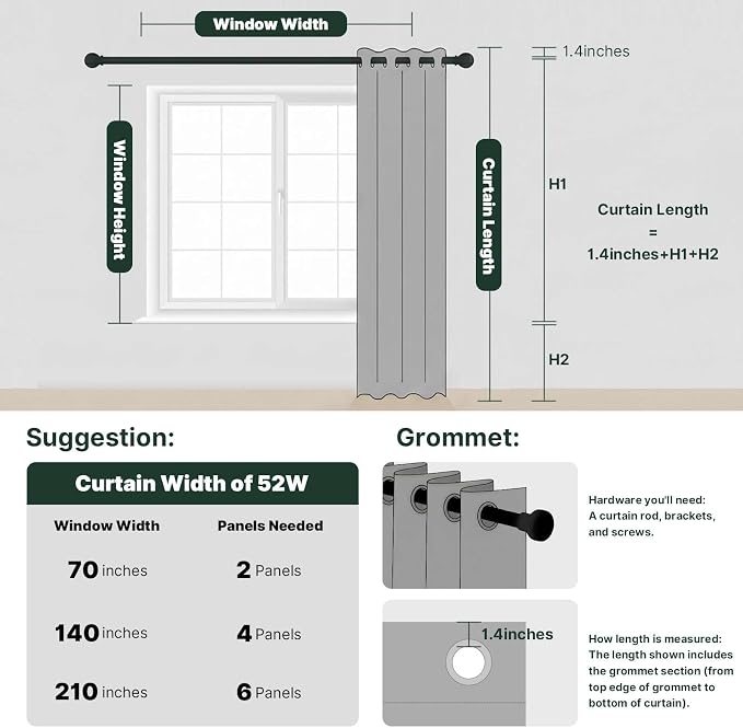 H.VERSAILTEX Premium Blackout Thermal Insulated Room Darkening Curtains - Image 2