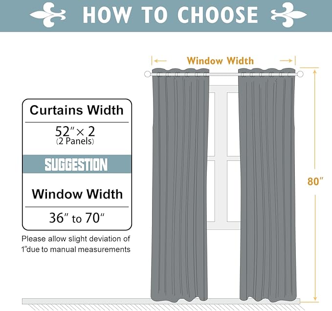 ChrisDowa Blackout Curtains for Bedroom and Living Room 80 Inches Long | 2 - Image 5