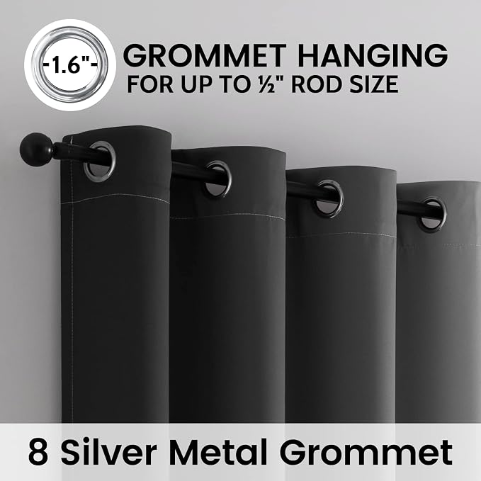 SimpleHome 100% Blackout Ombre Bedroom Curtains Black and Greyish White - Image 3