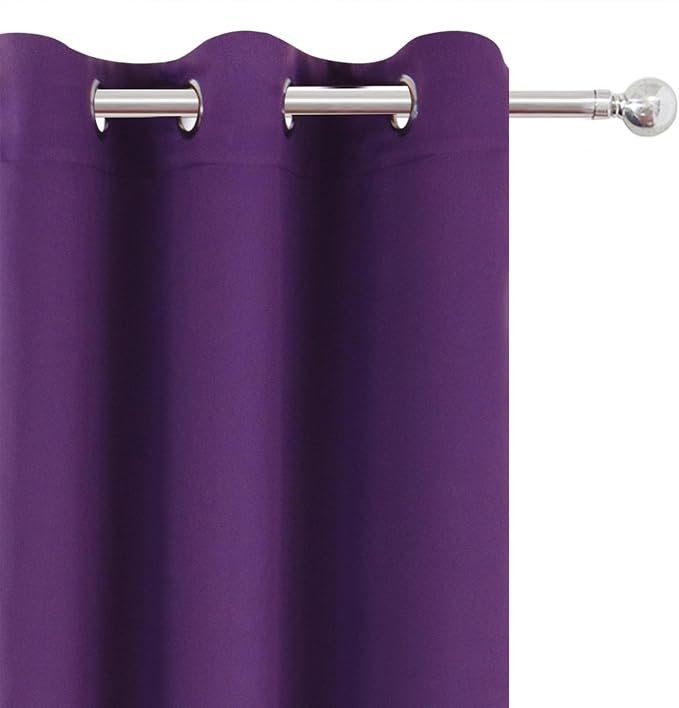Blackout Curtains 66 x 54 Inch Long Purple Curtains Set of 2 Panels Room - Image 6