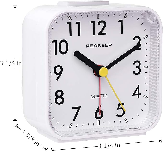 Peakeep Small Battery Operated Analog Travel Alarm Clock Silent | No Ticking - Image 7