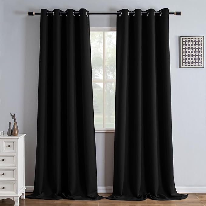 IGEMAEVE Blackout Curtains for Bedroom Grommet Black 35" W x 96" L | Bedroom | by IGEMAEVE