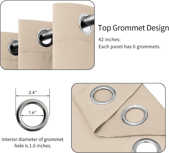 Easy-Going Thermal Grommet Blackout Curtains, 2 Panels 42x36 in, Noise Reduction - Image 4