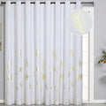 Greyish White Curtain for Dining Room 100W x 108L Inch Elegant Gold Palm Tree by ESTELARTEXTILER