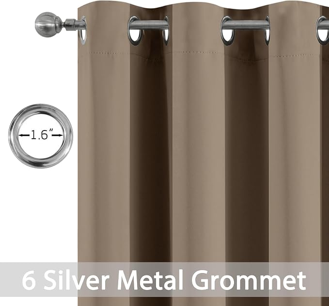 Yakamok Blackout Curtains 38x63 inch Khaki Thermal Drapes-Bedroom | 2 panels - Image 2