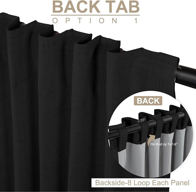 Linen Textured Total Blackout Sliding Door Curtains 108 Inches Long, Thermal - Image 3