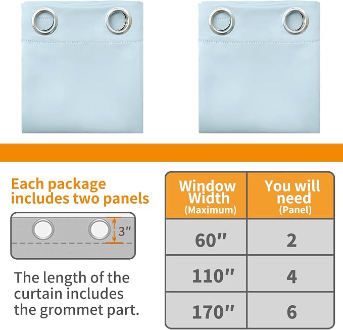 YoungsTex 100% Blackout Curtains 54 Inch Length 2 Panels, Room Darkening Drapes - Image 6
