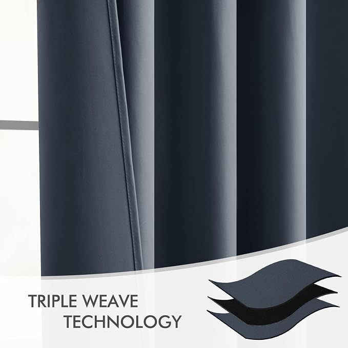MIULEE Stone Blue Back Tab Blackout Curtains 52x102 Inch Long 2 Panels Set | - Image 7