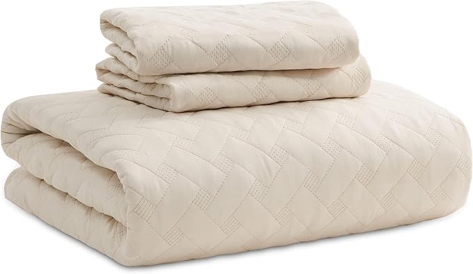 Bedsure California King Quilt, Lightweight Comforter Set, Basket Weave - Image 9