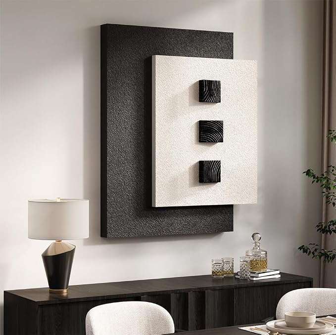 Cuspin Large 3D Wood Wall Art for Living Room, Minimalist Black and White - Image 3