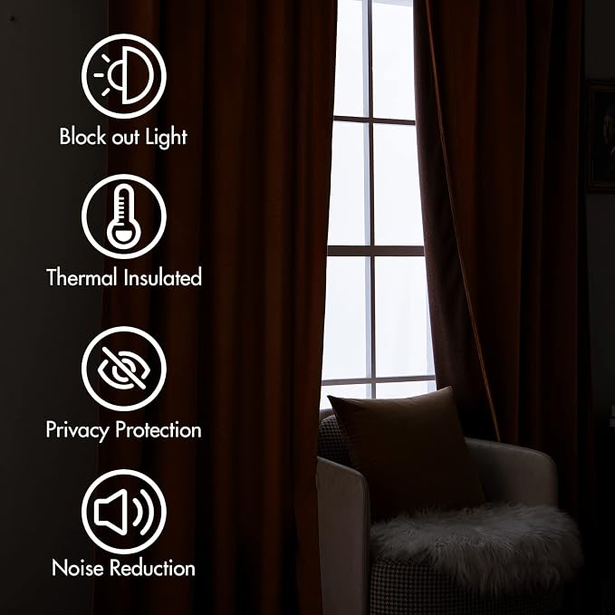 MIULEE Gold Brown Velvet Pinch Pleat Blackout Curtains W52 X L84 Inches | 2 - Image 5