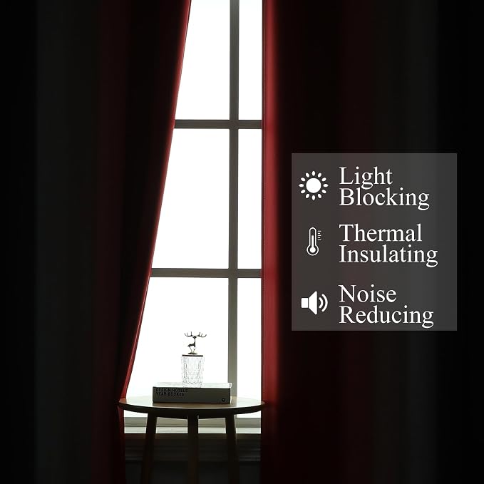 Red and Black Ombre Blackout Bedroom Curtains 96 Inch Long | Room Darkening - Image 3