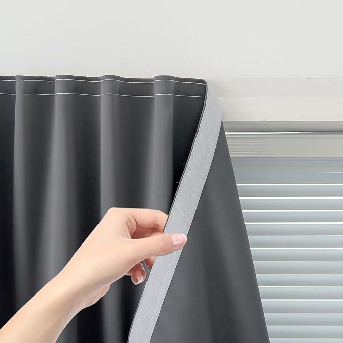 Blackout Curtains with Self Adhesive Tape No Rod No Drill Easy Install Window by Sovtfides