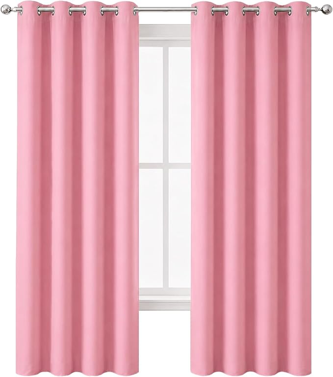 Blackout Curtains 66 x 95 inch/Pink Curtains Set of 2 Panels/Thermal Insulated - Image 2