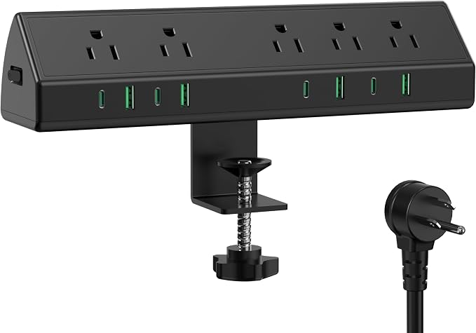 Jgstkcity Desk Clamp Power Strip USB C 45W, 8 USB, 10FT Cable, Edge Mount by Jgstkcity