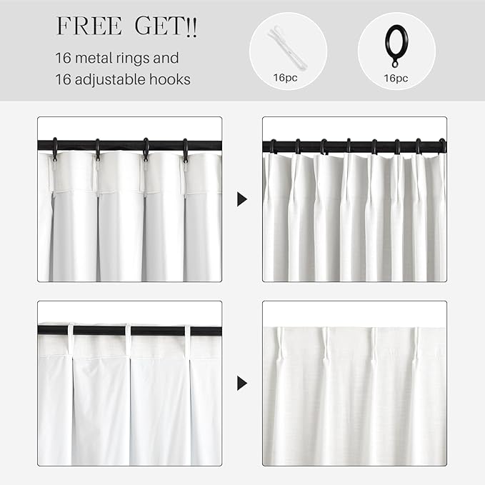 Pinch Pleated Linen Curtains 100% Blackout 102 Inches Long - Image 7