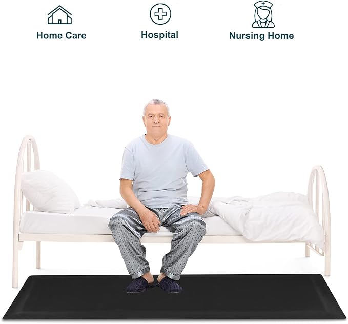 70"x24"x1/2" Thick Medical Bedside Fall Safety Protection Floor Mat - Image 2
