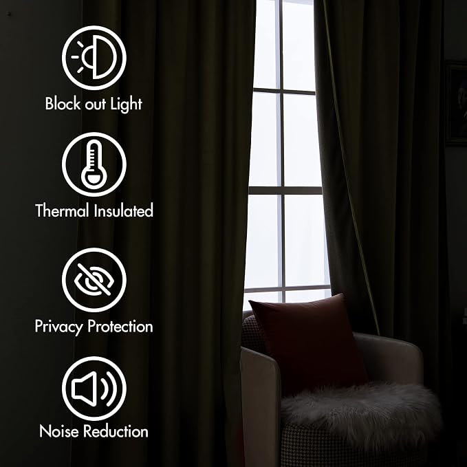 MIULEE Fall Burnt Orange Velvet Blackout Curtains Pinch Pleat 52" Wx108 L | 2 - Image 5