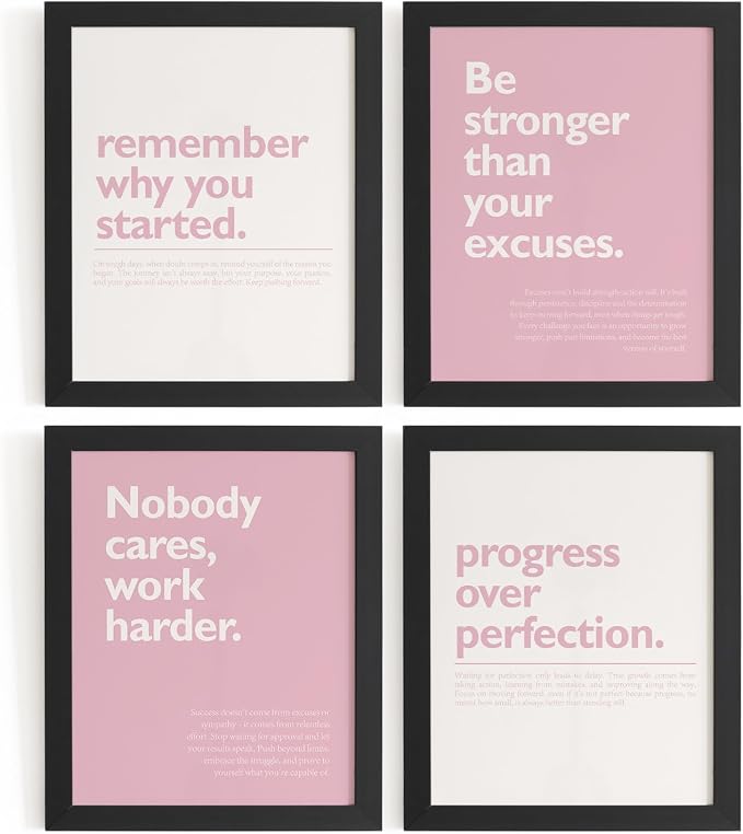 DSHFG Pink Motivational Inspirational Office Wall Art Decor Prints Set of 4 | by Unknown