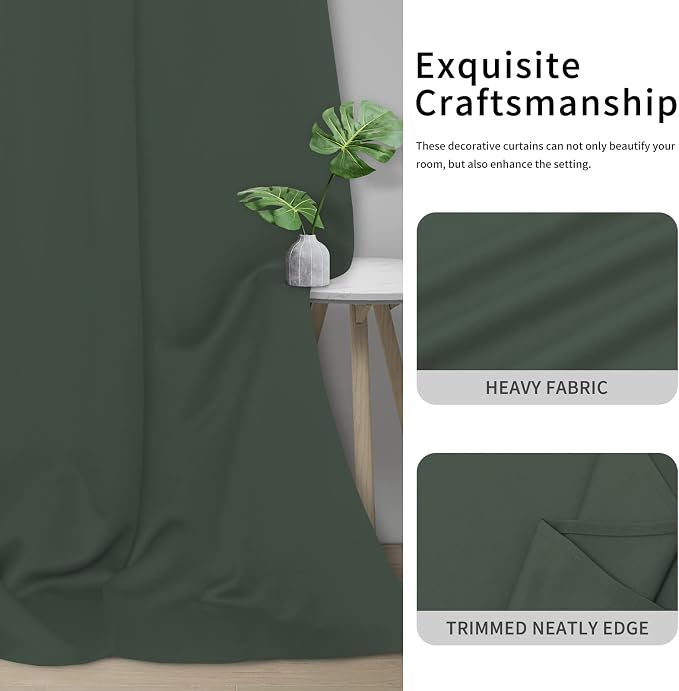 Easy-Going Thermal Grommet Blackout Curtains, 2 Panels 34x54 in | Greyish Green - Image 5